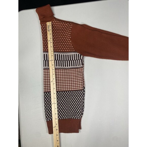 Snowy Mountain Womens Vintage Brown Geometric Turtleneck Sweater Size 36 Nerdy - Picture 4 of 6